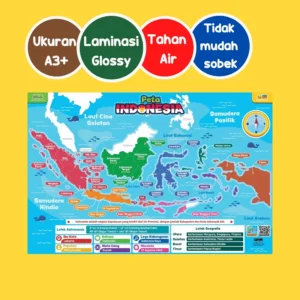 Secil Mainan | Poster Edukasi Anak Wipe and Clean Belajar peta Indonesia PREMIUM